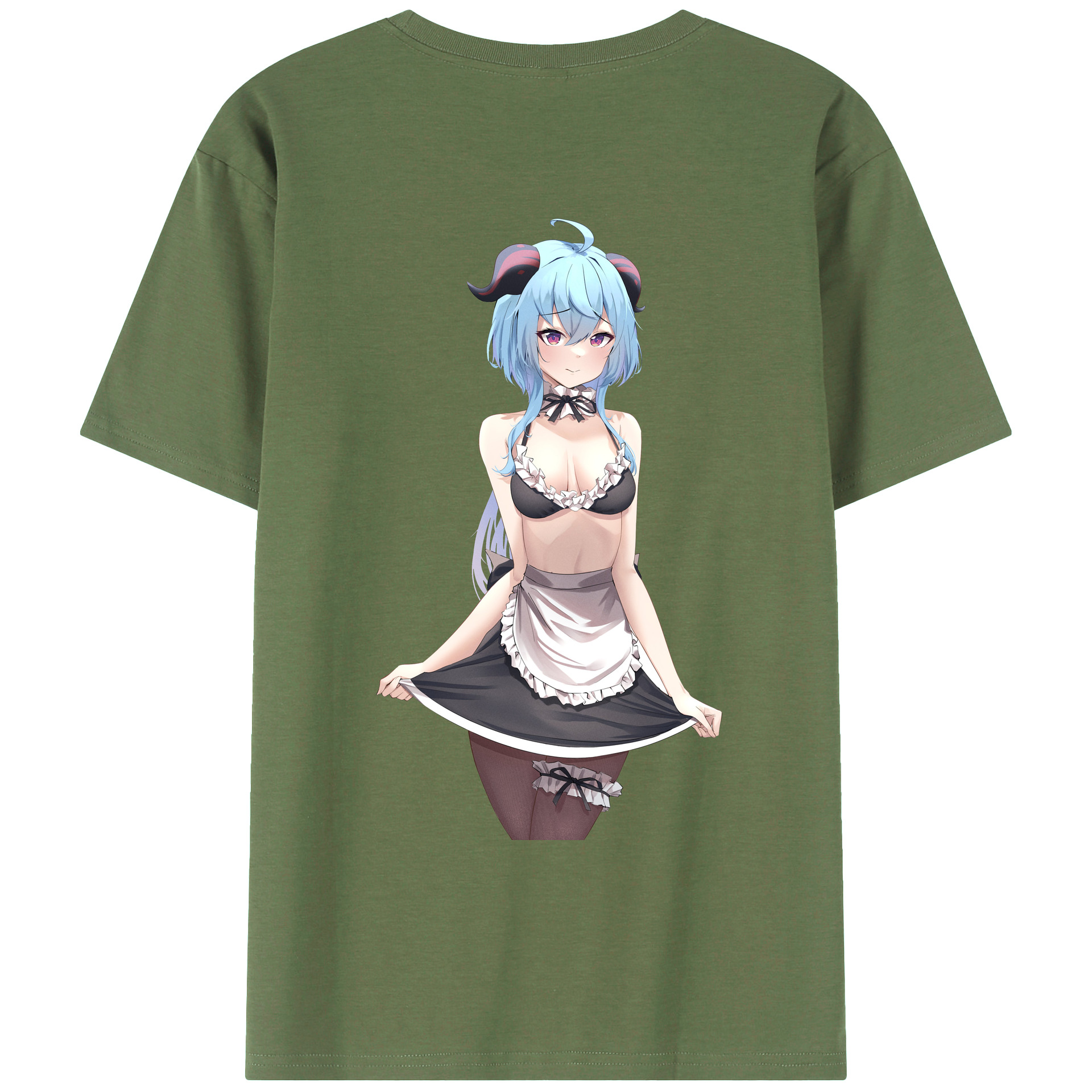 げんし神 甘雨 かんう genshin Ganyu 綿100％ メンズ半袖Tシャツ（バックプリント） 通気性